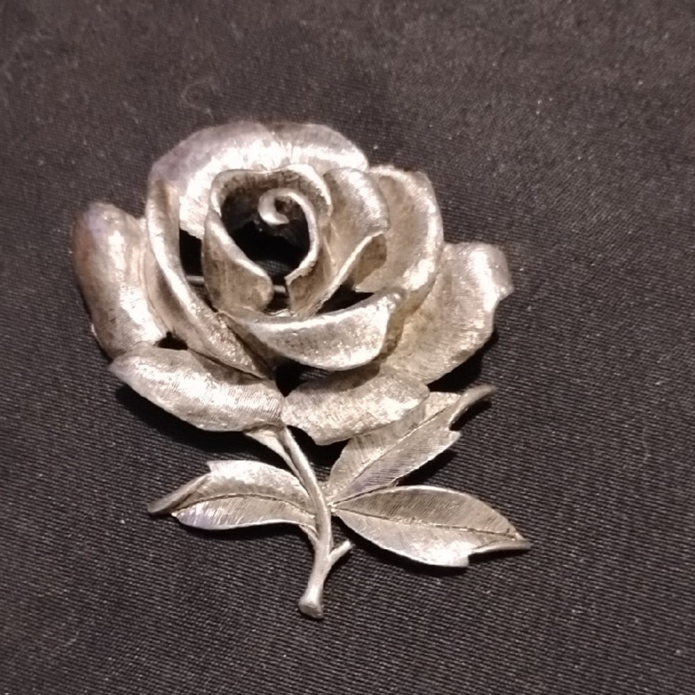 Oscar de la Renta Silver Rose Brooch